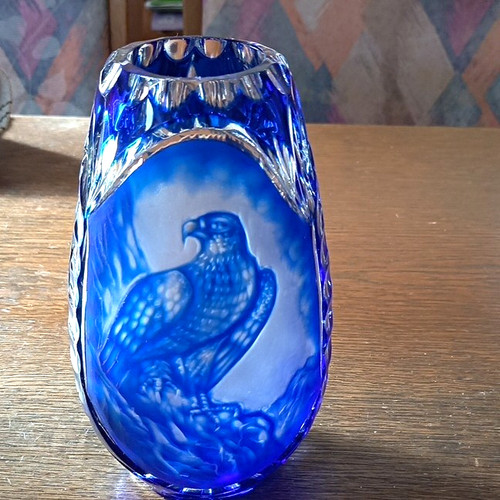Handgeschliffene blaue vase - handgeschliffene,