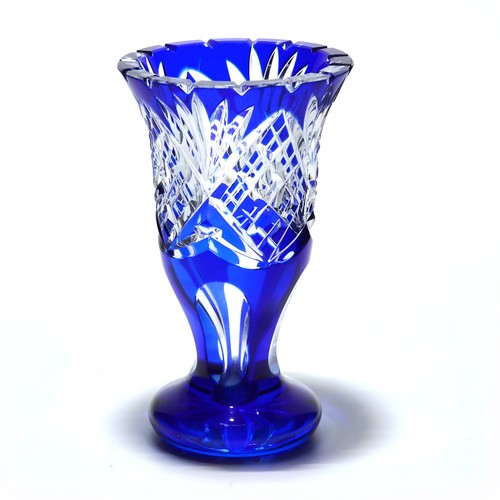 Blauer bleikristallvase - blauer,