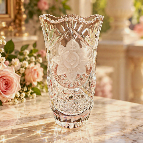 Vintage glasvase bleikristall - glasvase,