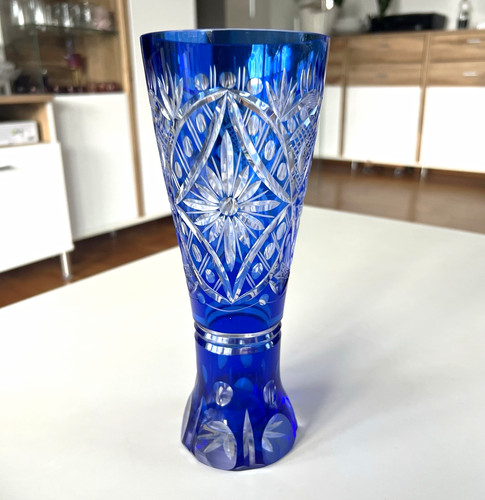 Bleikristall vase blau - vase,