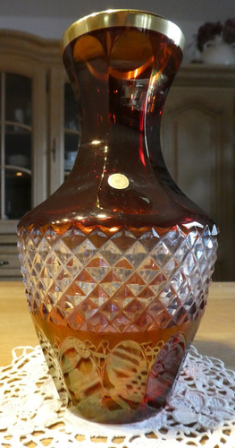 Cognacfarbige bleikristallvase - cognacfarbige,